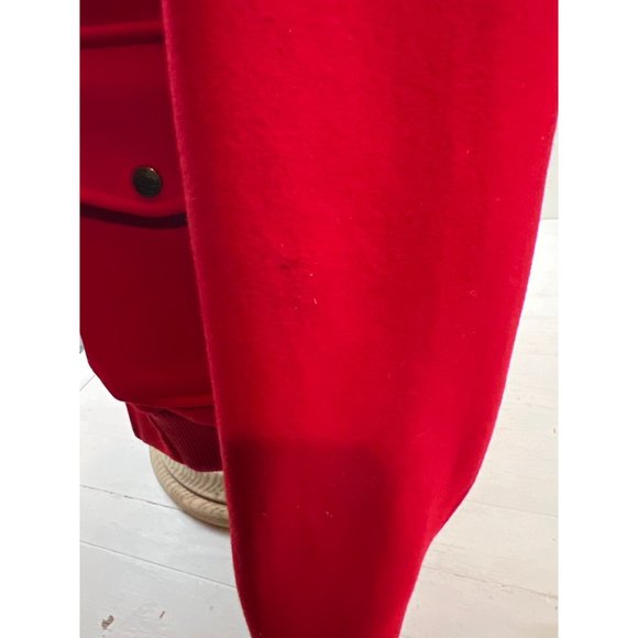 Vintage 1980's John Martin Mens XLL Red Wool Melton Cloth Bomber Style Jacket - Picture 7 of 8